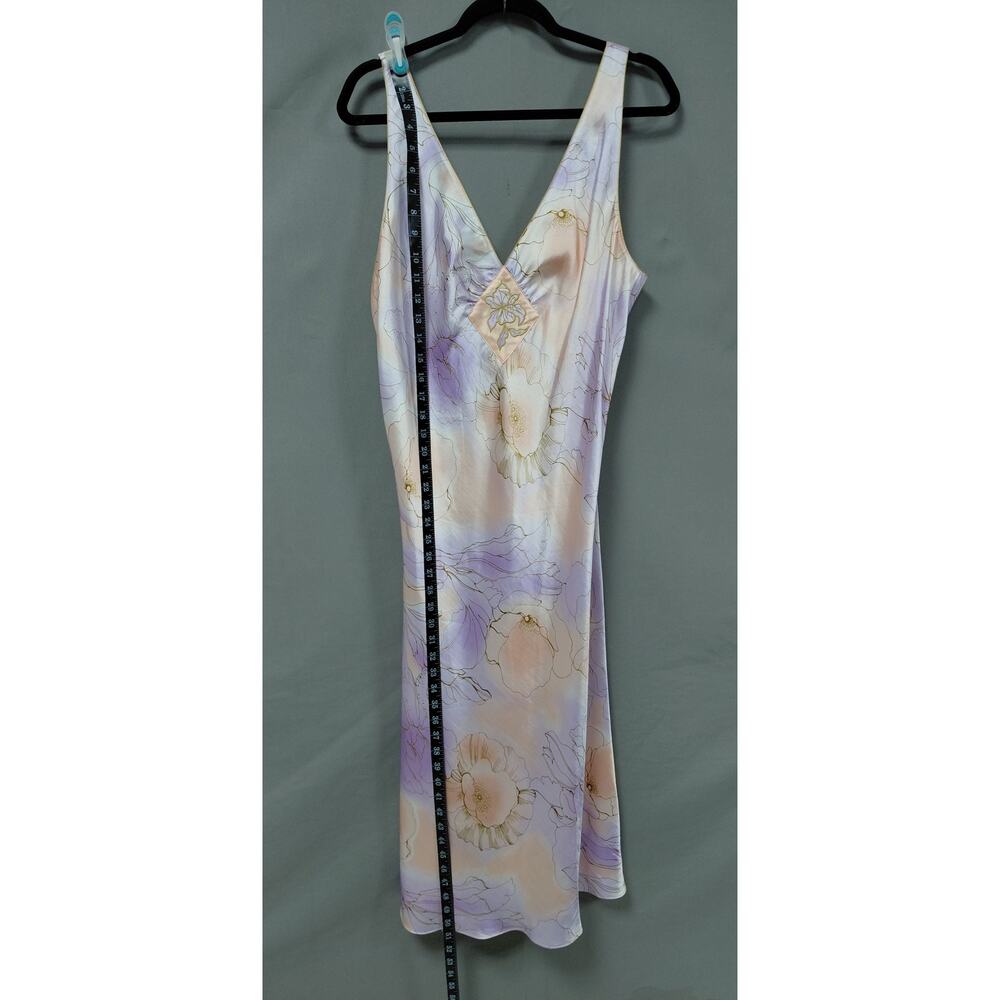 Jones New York Purple Floral Watercolor Satin Slip Dress Women Size XL - Picture 8 of 10